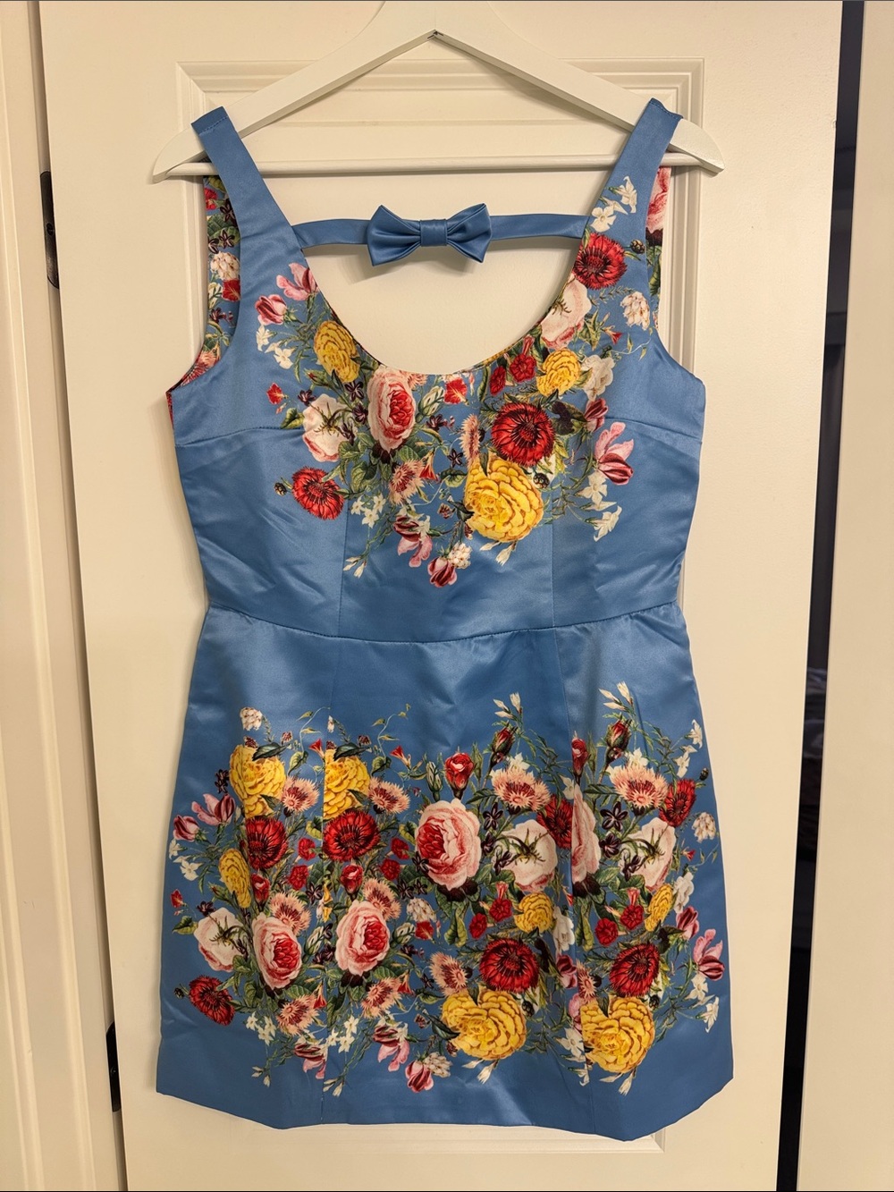Damaris Bailey Marissa Floral Embroidered Light Blue Mini Dress $496 New